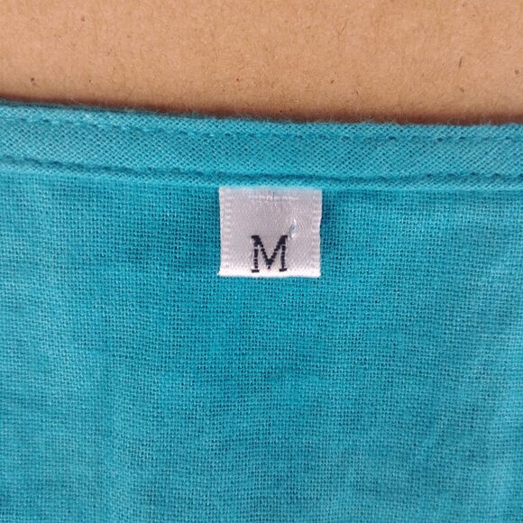 Bright blue embroidered short sleeve blouse top Medium - Picture 5 of 12